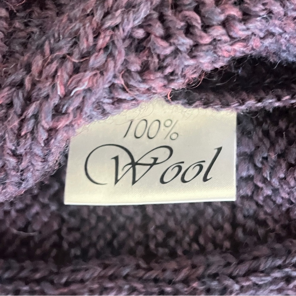 British Wool Naturally JM Cooper Cardigan Arran Buckle Cable KnitWear Purple S - Picture 6 of 13